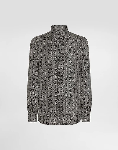Printed silk twill martini shirt