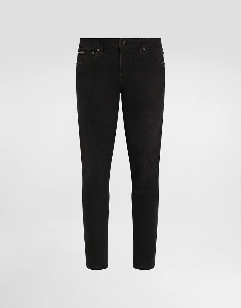Gray wash slim-fit stretch jeans