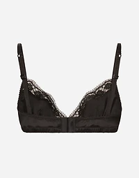 Soft-cup satin bra with lace detailing