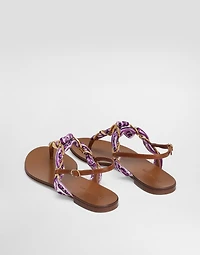 Majolica-print twill flip-flops