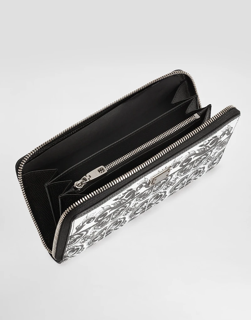 Majolica-print calfskin wallet