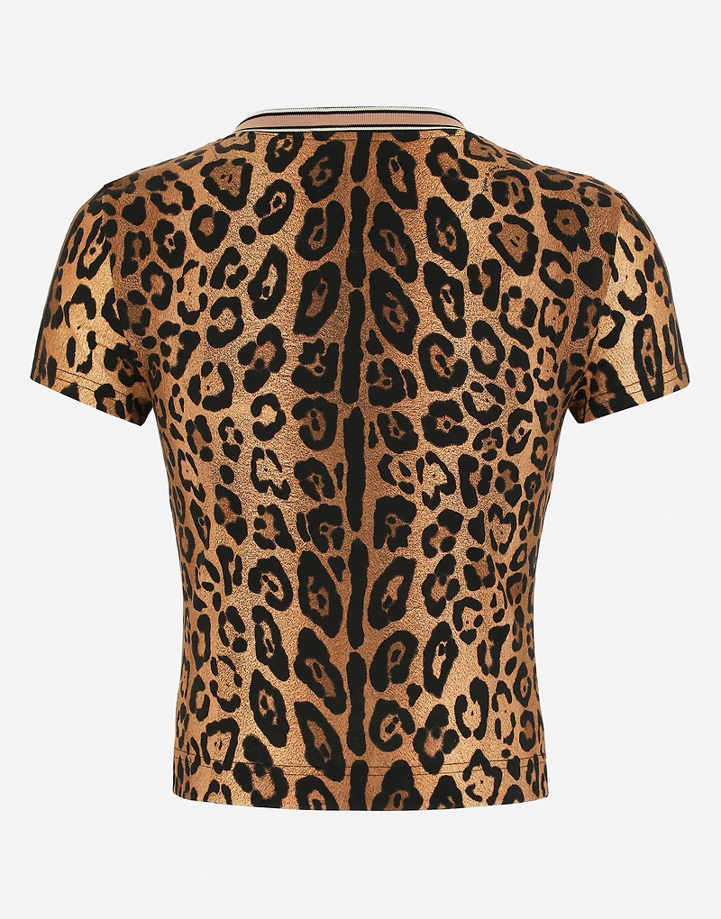 Short-sleeved leopard-print Crespo T-shirt