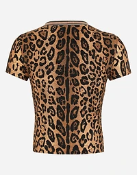 Short-sleeved leopard-print Crespo T-shirt