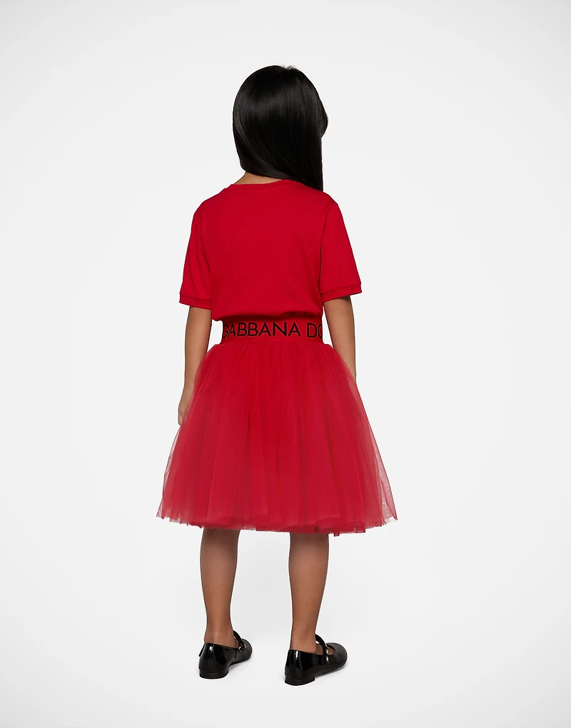 Jersey T-shirt with lace insert