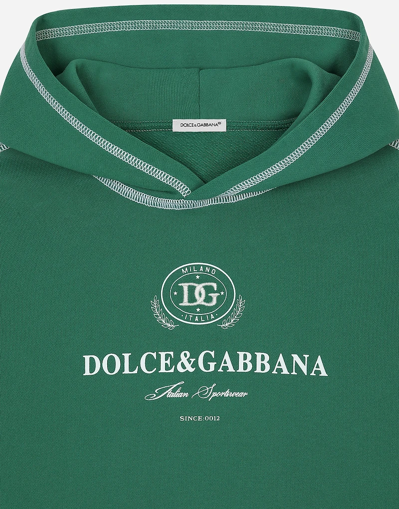 Jersey hoodie with contrasting stitching and Dolce&Gabbana logo