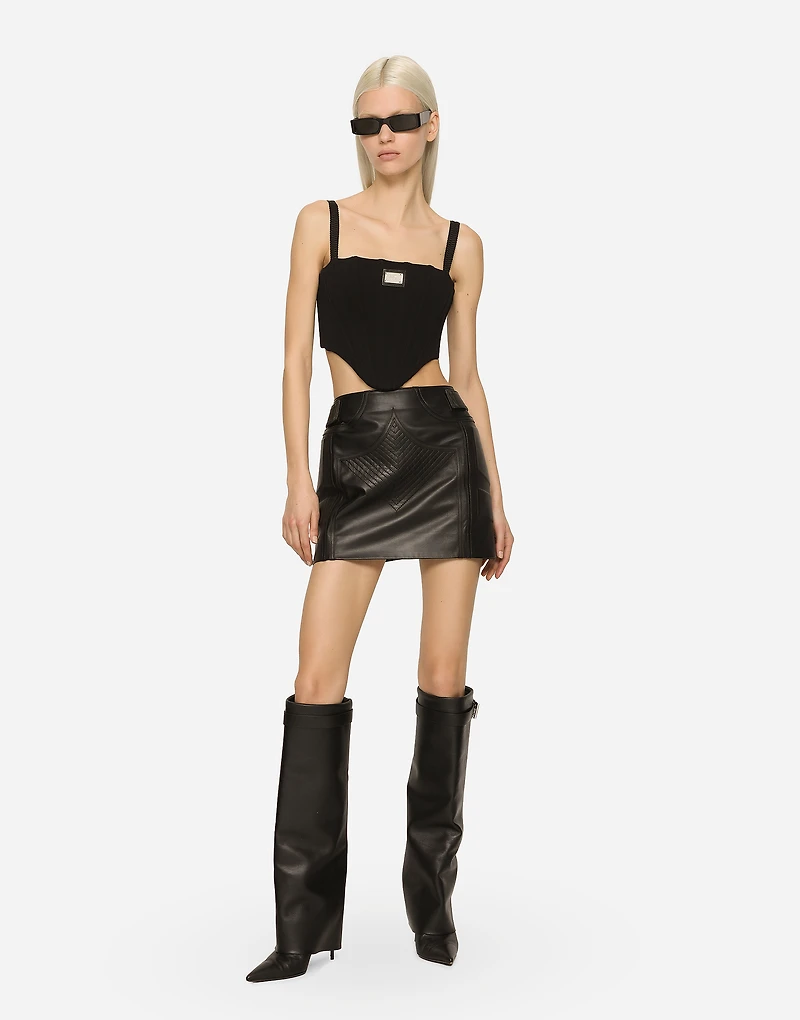 Nappa leather miniskirt