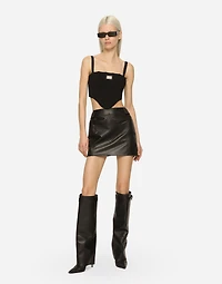 Nappa leather miniskirt