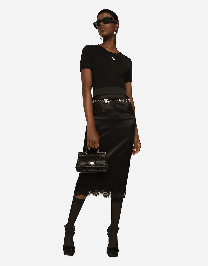 Satin midi skirt