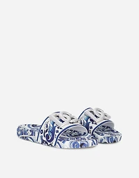 calfskin beachwear sliders majolica-design rubberized