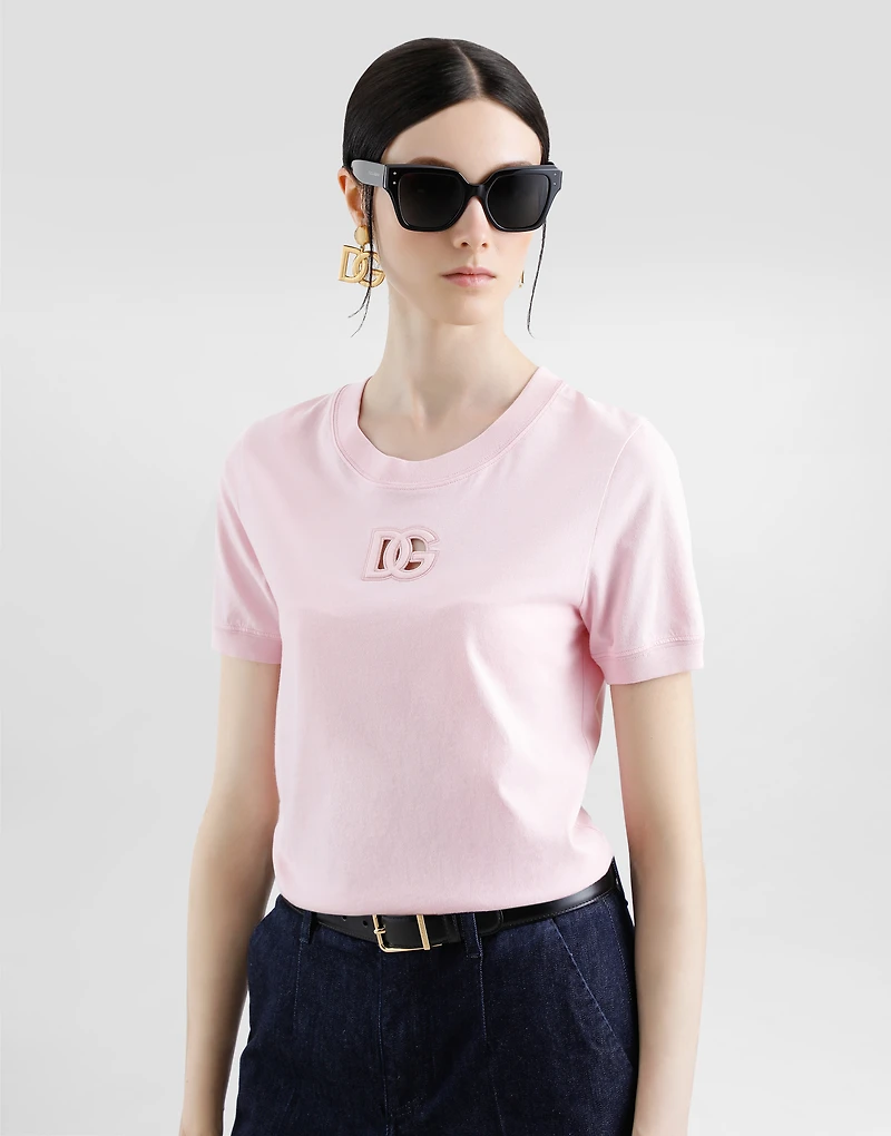 Jersey T-shirt with raised DG logo embroidery