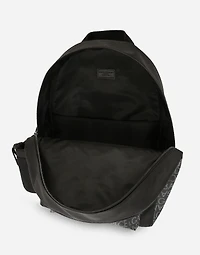 Nylon backpack with jacquard logo details
