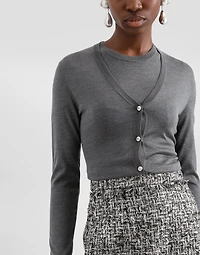 Silk V-neck cardigan with DG logo embroidery