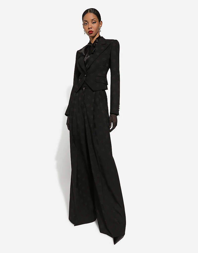 Flared wool jacquard pants with DG logo