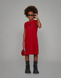 Sleeveless cady dress with DG patch