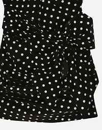 Cotton minidress with polka-dot print and bow detail