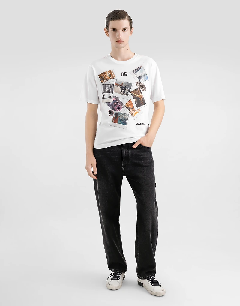 Cotton T-shirt with postcard print