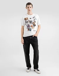 Cotton T-shirt with postcard print