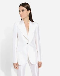 Single-breasted Mikado silk Turlington jacket