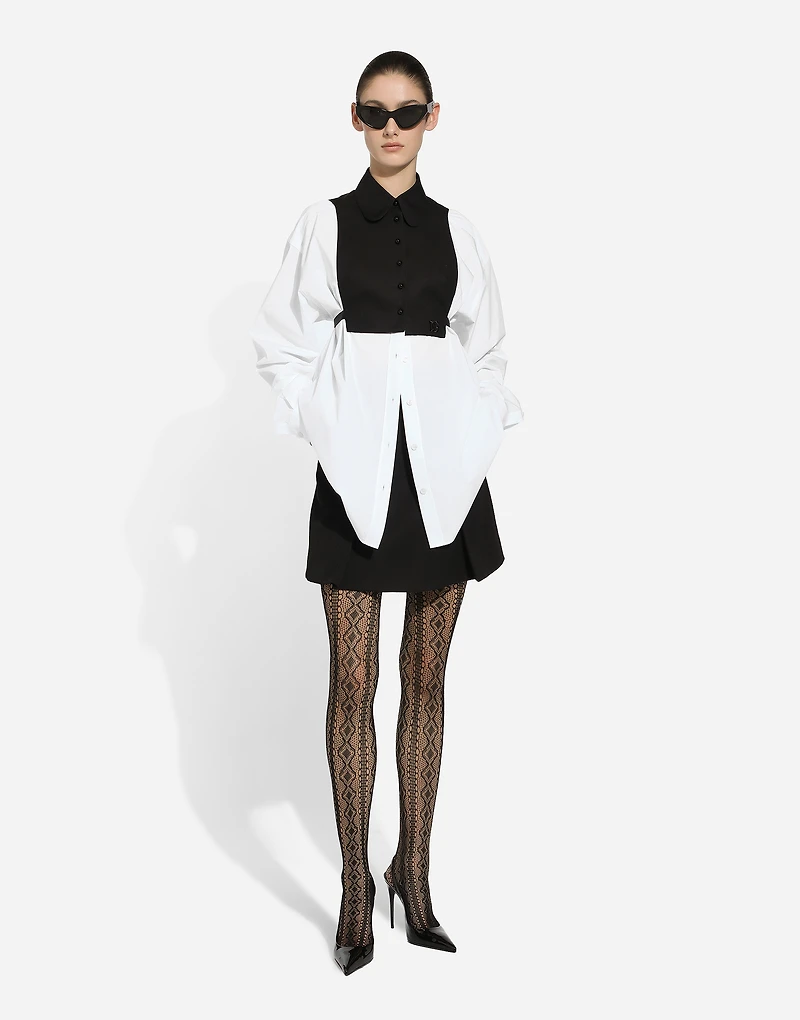 Cotton shirt with contrasting front