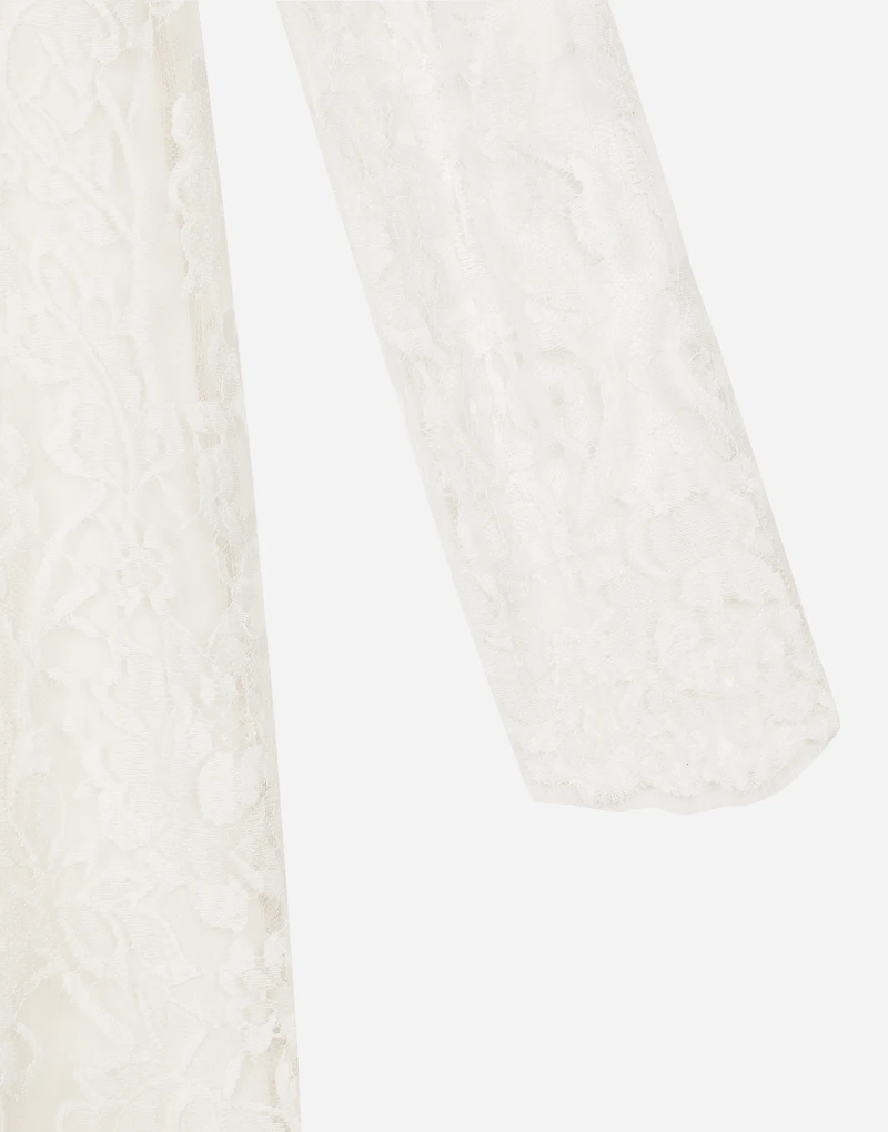 Short lace dress with satin neck