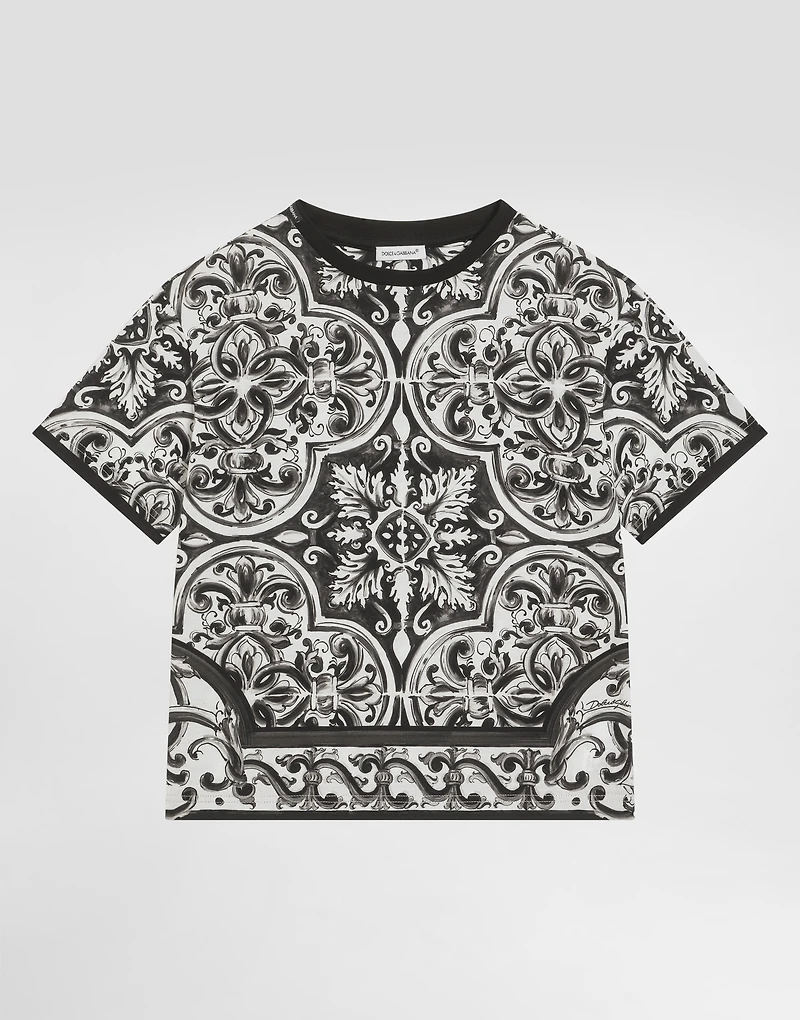 Majolica-print short-sleeved t-shirt