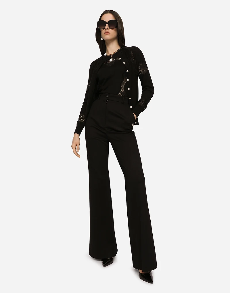 Cashmere and silk sweater with lace inlay