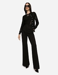 Cashmere and silk sweater with lace inlay