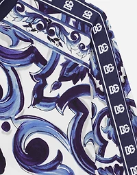 Majolica-print cady sweatshirt with zipper