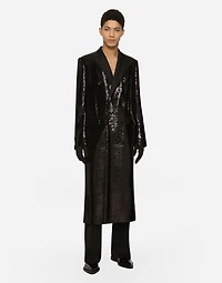 Sequined double-breasted coat