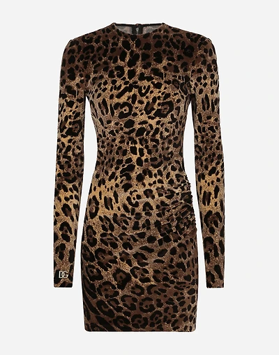 Short chenille jacquard dress with DG logo