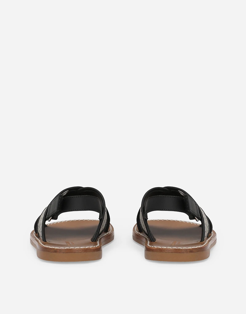 Canvas sandals with Dolce&Gabbana logo print