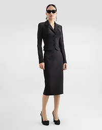 Technical cady calf-length pencil skirt