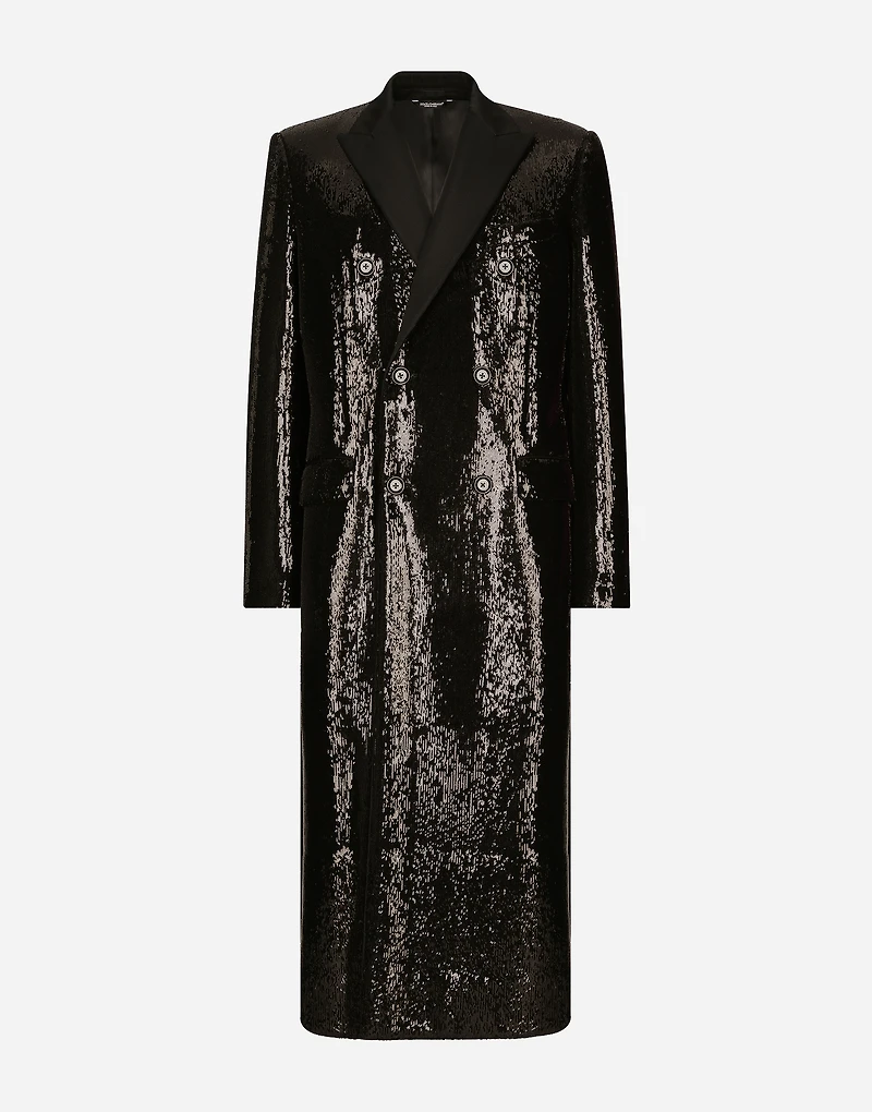 Sequined double-breasted coat