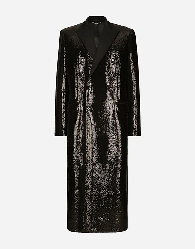 Sequined double-breasted coat