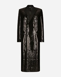 Sequined double-breasted coat