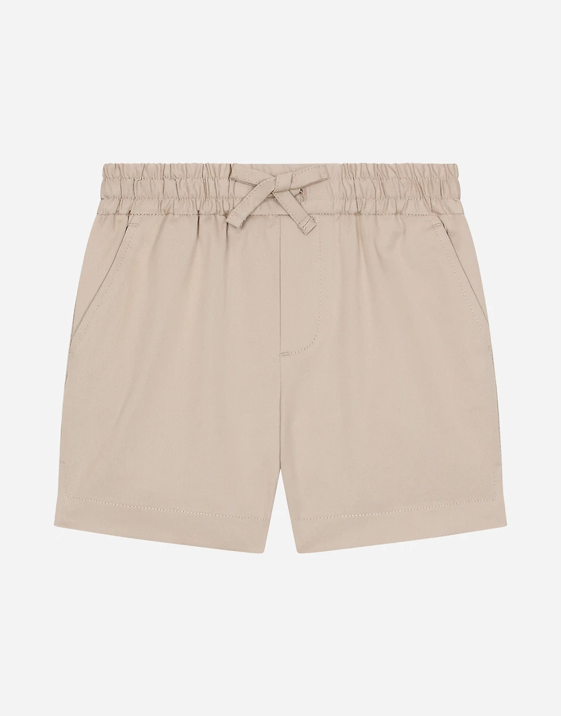 Gabardine shorts with branded label