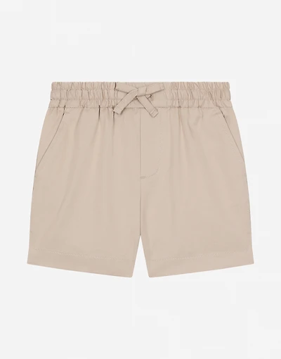 Gabardine shorts with branded label