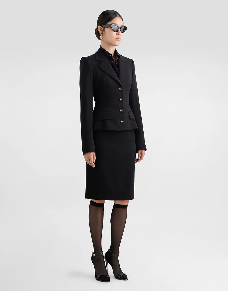 Wool midi pencil skirt with DG logo