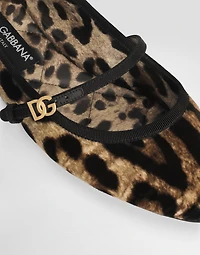 Printed velvet ballet flats