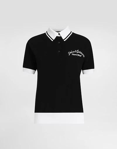 Short cotton piqué polo-shirt with DG logo embroidery