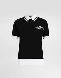 Short cotton piqué polo-shirt with DG logo embroidery