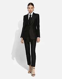 Single-breasted floral brocade Turlington jacket
