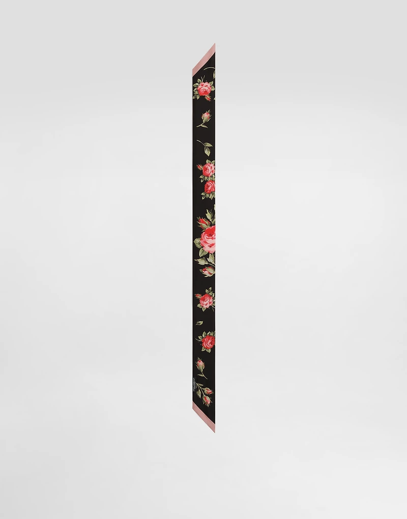 Rose bouquet-print silk twill bandeau 6x100