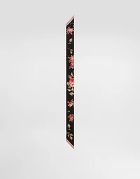 Rose bouquet-print silk twill bandeau 6x100