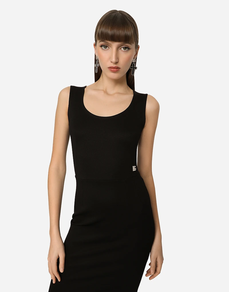 Sleeveless Milano rib midi dress