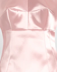 Stretch satin round-neck calf-length dress