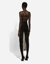 Tulle calf-length dress with corset details