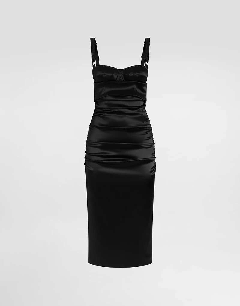 Draped calf-length dress with bra-style detailing