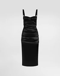 Draped calf-length dress with bra-style detailing