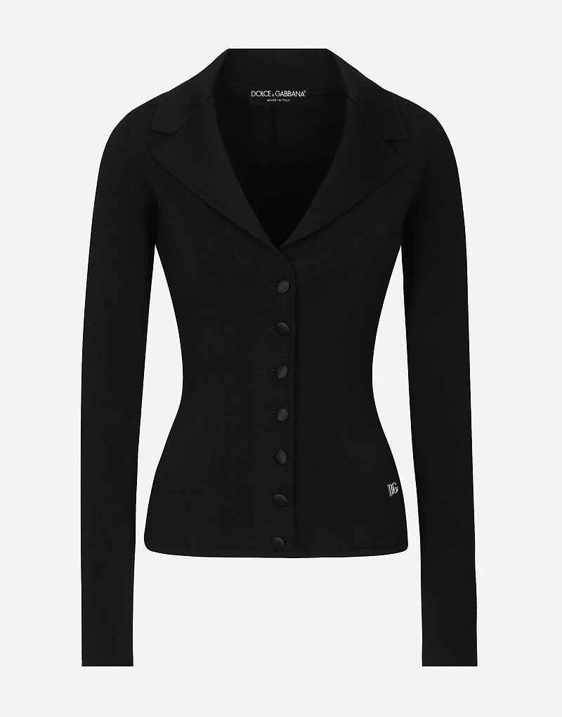 Short stretch viscose knit jacket with DG logo